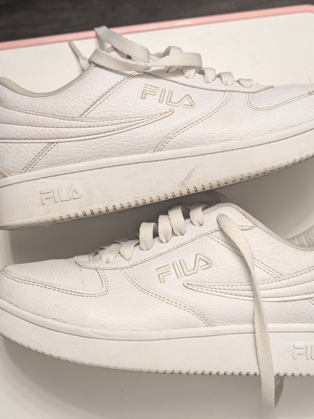 Fila Women's White Leather Low-Top Sneakers with Cream Accents